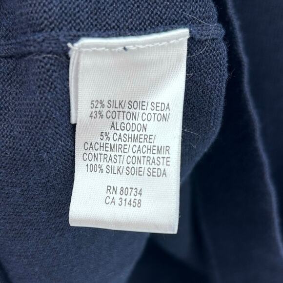 BCBGMaxAzria Silk Cashmere Blend Puff Sleeve Dress Navy Blue Shift Womens S - Picture 7 of 10